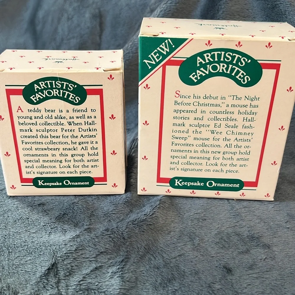 VINTAGE HALLMARK CHRISTMAS ORNAMENTS 1988 & 1987  in box
